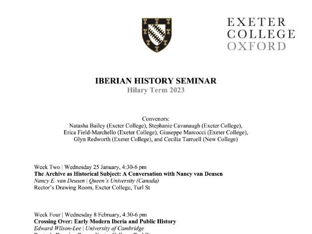 Iberian History Seminar: Term Card Released for Hilary Term 2023