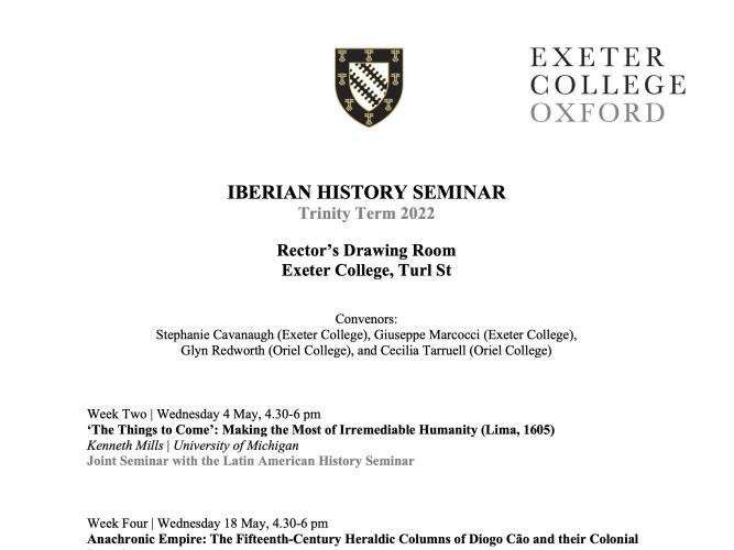 oxford iberian history seminar tt2022
