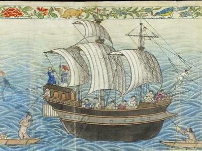 reception of the manila galleon by the chamorro in the ladrones islands ca 