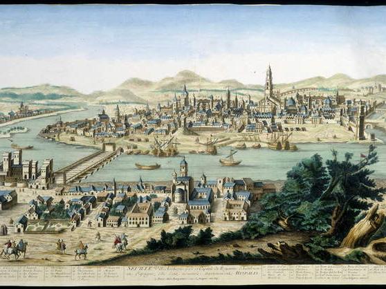 unknown artist  the port and city of seville  engraving of the 18th century  meisterdrucke 974293