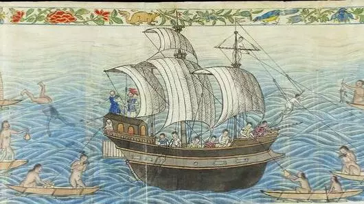 reception of the manila galleon by the chamorro in the ladrones islands ca 